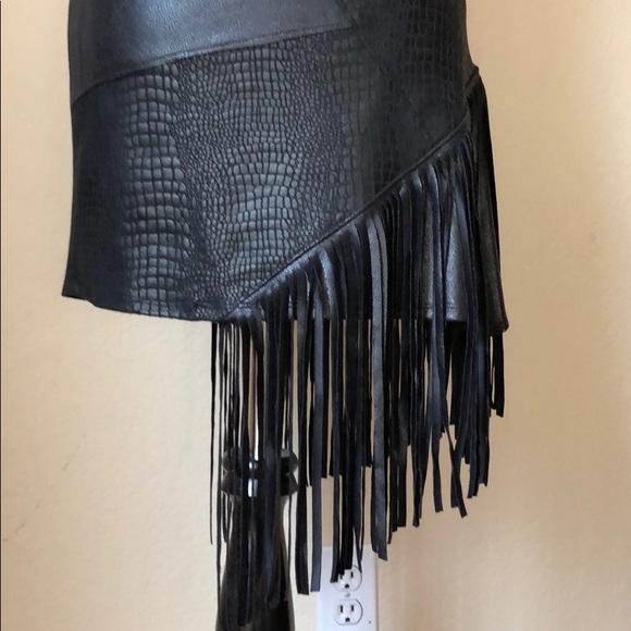 Liberty Garden vegan leather fringe skirt - Picture 8 of 13